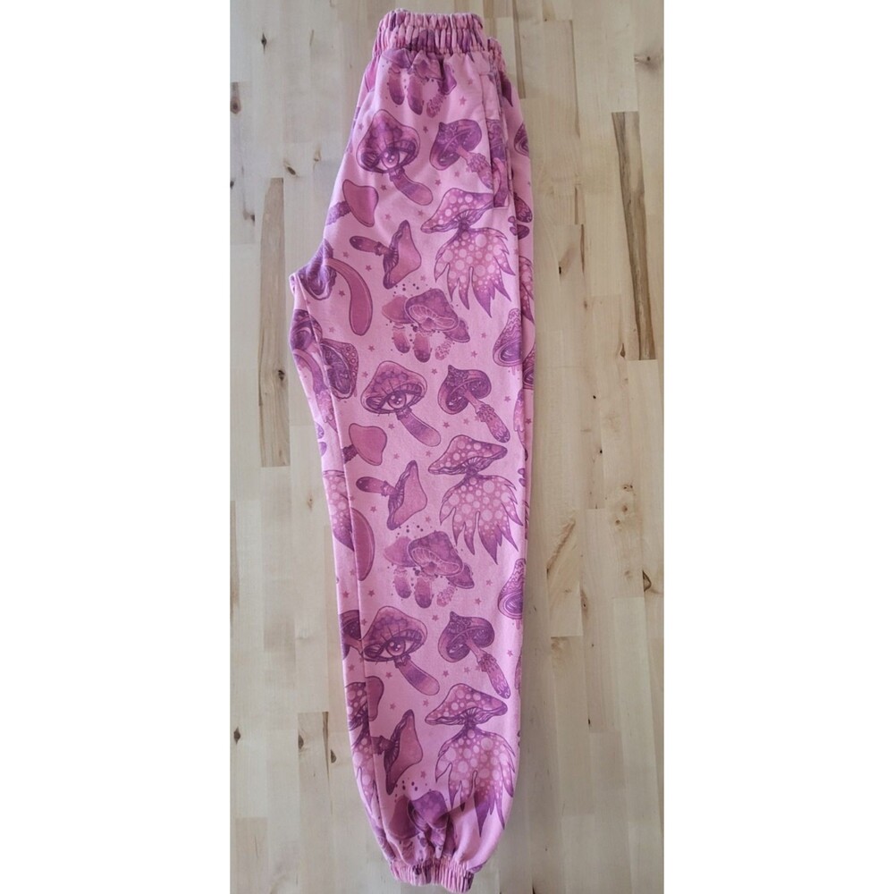 Vintage Mushroom Sweatpants Size SM Pink Hippie Festival Fairy Boho - Picture 5 of 11